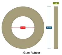 40 Duro Tan Pure Gum Ring Gasket - 1.5" ID x 2.75" OD x 1/4" Thick