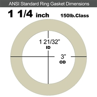 40 Duro Tan Pure Gum Ring Gasket - 150 Lb. - 1/16" Thick - 1-1/4" Pipe