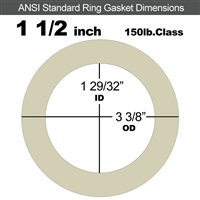 40 Duro Tan Pure Gum Ring Gasket - 150 Lb. - 1/16" Thick - 1-1/2" Pipe