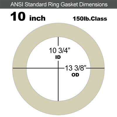 40 Duro Tan Pure Gum Ring Gasket - 150 Lb. - 1/16" Thick - 10" Pipe