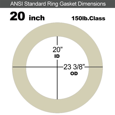 40 Duro Tan Pure Gum Ring Gasket - 150 Lb. - 1/16" Thick - 20" Pipe