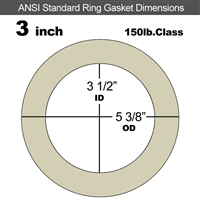 40 Duro Tan Pure Gum Ring Gasket - 150 Lb. - 1/16" Thick - 3" Pipe