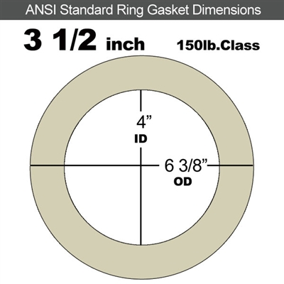 40 Duro Tan Pure Gum Ring Gasket - 150 Lb. - 1/16" Thick - 3-1/2" Pipe