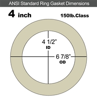 40 Duro Tan Pure Gum Ring Gasket - 150 Lb. - 1/16" Thick - 4" Pipe