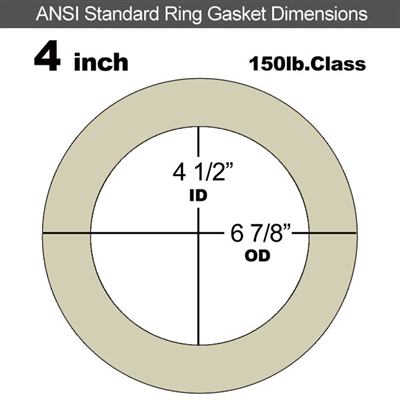 40 Duro Tan Pure Gum Ring Gasket - 150 Lb. - 1/16" Thick - 4" Pipe