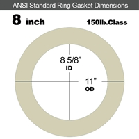 40 Duro Tan Pure Gum Ring Gasket - 150 Lb. - 1/16" Thick - 8" Pipe