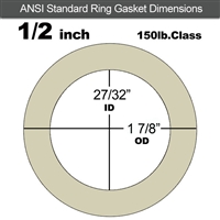 40 Duro Tan Pure Gum Ring Gasket - 150 Lb. - 1/8" Thick - 1/2" Pipe