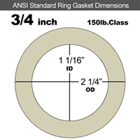 40 Duro Tan Pure Gum Ring Gasket - 150 Lb. - 1/8" Thick - 3/4" Pipe