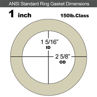 40 Duro Tan Pure Gum Ring Gasket - 150 Lb. - 1/8" Thick - 1" Pipe