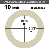 40 Duro Tan Pure Gum Ring Gasket - 150 Lb. - 1/8" Thick - 10" Pipe