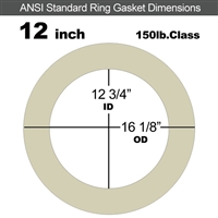 40 Duro Tan Pure Gum Ring Gasket - 150 Lb. - 1/8" Thick - 12" Pipe