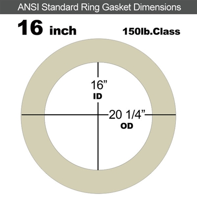 40 Duro Tan Pure Gum Ring Gasket - 150 Lb. - 1/8" Thick - 16" Pipe