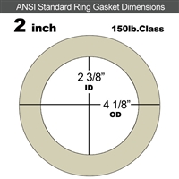 40 Duro Tan Pure Gum Ring Gasket - 150 Lb. - 1/8" Thick - 2" Pipe