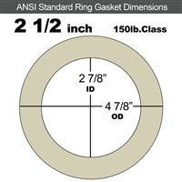 40 Duro Tan Pure Gum Ring Gasket - 150 Lb. - 1/8" Thick - 2-1/2" Pipe