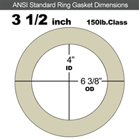 40 Duro Tan Pure Gum Ring Gasket - 150 Lb. - 1/8" Thick - 3-1/2" Pipe