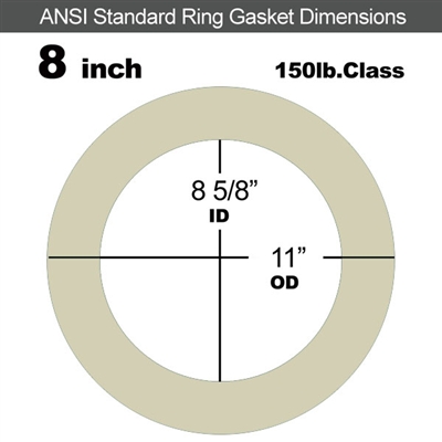 40 Duro Tan Pure Gum Ring Gasket - 150 Lb. - 1/8" Thick - 8" Pipe