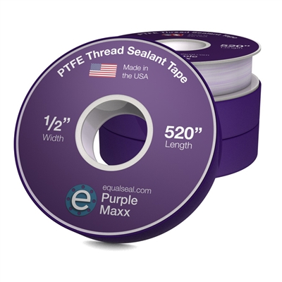 PTFE Thread Seal Tape - Purple Maxx - 1/2" Wide x 520" Long - Case (144 Rolls)