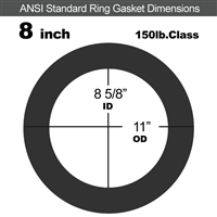 75 Duro Fluoroelastomer Ring Gasket - 150 Lb. - 1/16" Thick - 8" Pipe