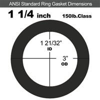 75 Duro Fluoroelastomer Ring Gasket - 150 Lb. - 1/8" Thick - 1-1/4" Pipe