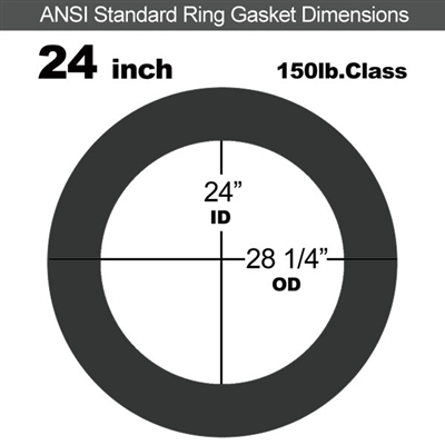 75 Duro Fluoroelastomer Ring Gasket - 150 Lb. - 1/8" Thick - 24" Pipe