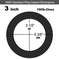 75 Duro Fluoroelastomer Ring Gasket - 150 Lb. - 1/8" Thick - 3" Pipe