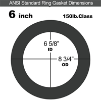 75 Duro Fluoroelastomer Ring Gasket - 150 Lb. - 1/8" Thick - 6" Pipe