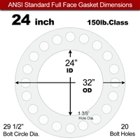 Equalseal EQ TFE Full Face Gasket - 150 Lb. - 1/8" Thick - 24" Pipe