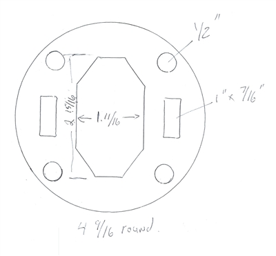 Garlock 3000 NBR Full Face Gasket  1.5" x 2-3/4"IDs x 4.625 x 1/16" Thick per drawing