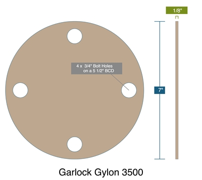 Garlock 3500 Fawn GylonÂ® Full Face Gasket - 150 Lb. - 1/8" Thick - 2-1/2" Pipe - Blind
