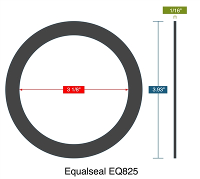 Equalseal EQ 825 N/A NBR Custom Ring Gasket 1/16" Thick - 3-1/8" x 3-15/16"