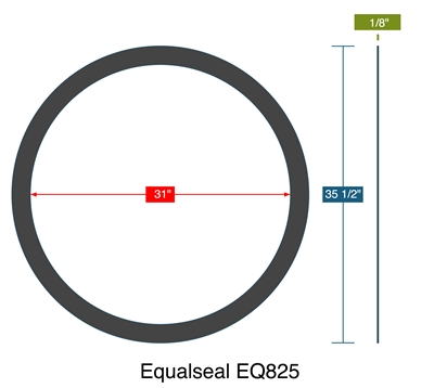 Equalseal EQ 825 N/A NBR Custom Ring Gasket 1/8" Thick - 31" ID x 35.5" OD