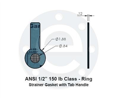 Strainer Gasket - Ring - w Tab Handle - Garlock 3000 - 1/2" 150 lb Class - 20 Mesh