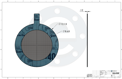 Strainer Gasket - Ring - w Tab Handle - Garlock 3000  8" 300 lb Class - 100 Mesh + 20 mesh backer