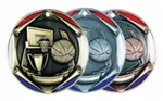 2" Tri-Color Medal Basketball