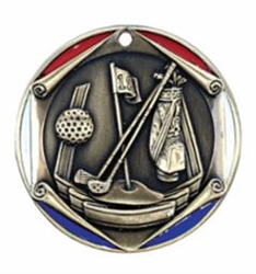 2" Tri-Color Medal Golf