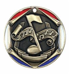 2" Tri-Color Medal Music