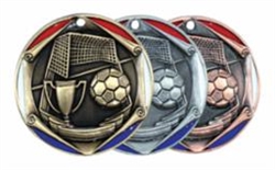 2" Tri-Color Medal Soccer