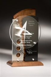 Artisan Wood Sculpted Acrylic Award with Aluminum Accent