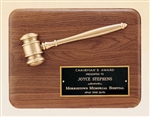 American Walnut Plaque with Bronze Gavel 9" x 12"