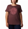 COLUMBIA WOMEN FOREST PARK SS TEE MALBEC HEATHER DOTTY MEDALLION - PLUS SIZE