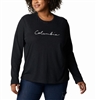 COLUMBIA WOMEN COLUMBIA RELAXED LS TEE BLACK HEATHER CSC SCRIPT - PLUS SIZE