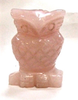 A65-01  40mm OWL IN ROSE QUARTZ