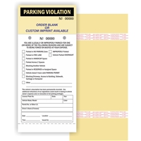 PARKING VIOLATION W/Custom Imprint of Name/Address 2-Part Manila Tag with Tear-Off stub and Adhesive Strips ­ 4.25in. x 9.25in., 50/Pack