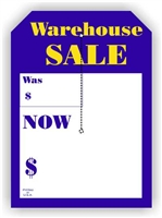 "Warehouse Sale", 5 x 7in., Slit Hang Tag, 250 per shrink pack