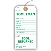 TOOL LOANED, TOOL RETURNED, Numbered 2 Places, 5.75" x 2.875", White Paper,1 Stub, Looped String, Pack of 100
