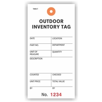 OUTDOOR INVENTORY TAG, Numbered, 6.25" x 3.125", White Tyvek®, Plain, Pack of 100