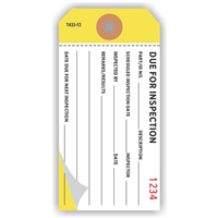 Due for Inspection, 4.75" x 2.375", White on Yellow Paper,2-Ply, Plain, Pack of 100