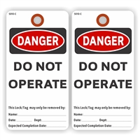 DANGER, Do Not Operate, 5.75" x 3", White Paper,2 Sided, Plain, Pack of 100