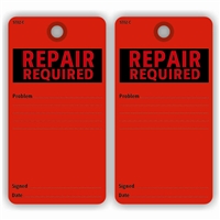REPAIR REQUIRED, Problem, 5.75" x 3", Red Paper,2 Sided, Plain, Pack of 100