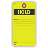 HOLD, Reason, 5.75" x 3", Yellow Paper,, Plain, Pack of 100